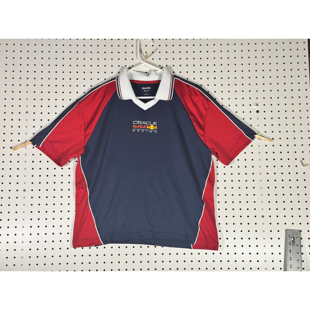 Hollister Oracle Red Bull Racing Boxy Fit Polo Shirt Navy Red White Small